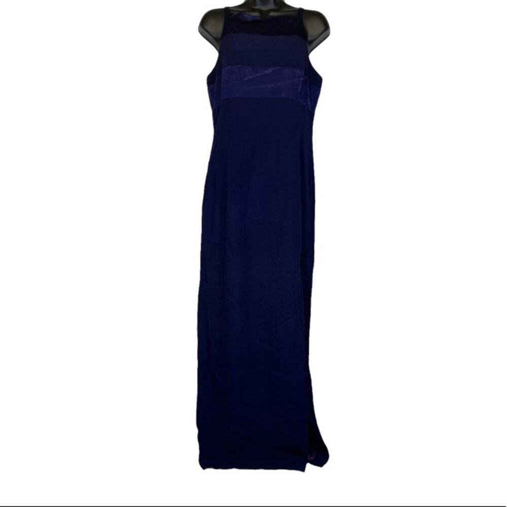Vintage Dave & Johnny Blue Purple Sleeveless Maxi Dress‎ Size 12